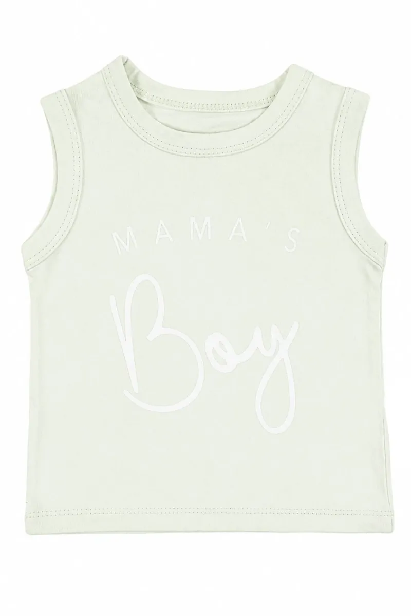 Erkek Bebek Ekru Yeşil Mamas Boy Yazılı Şortlu 2'li Takım