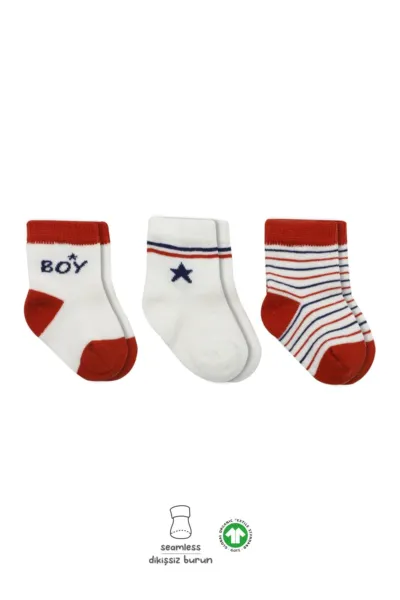 Bistyle 3'Lü Penye Boy And Girl Soket Çorap 10114 Kırmızı