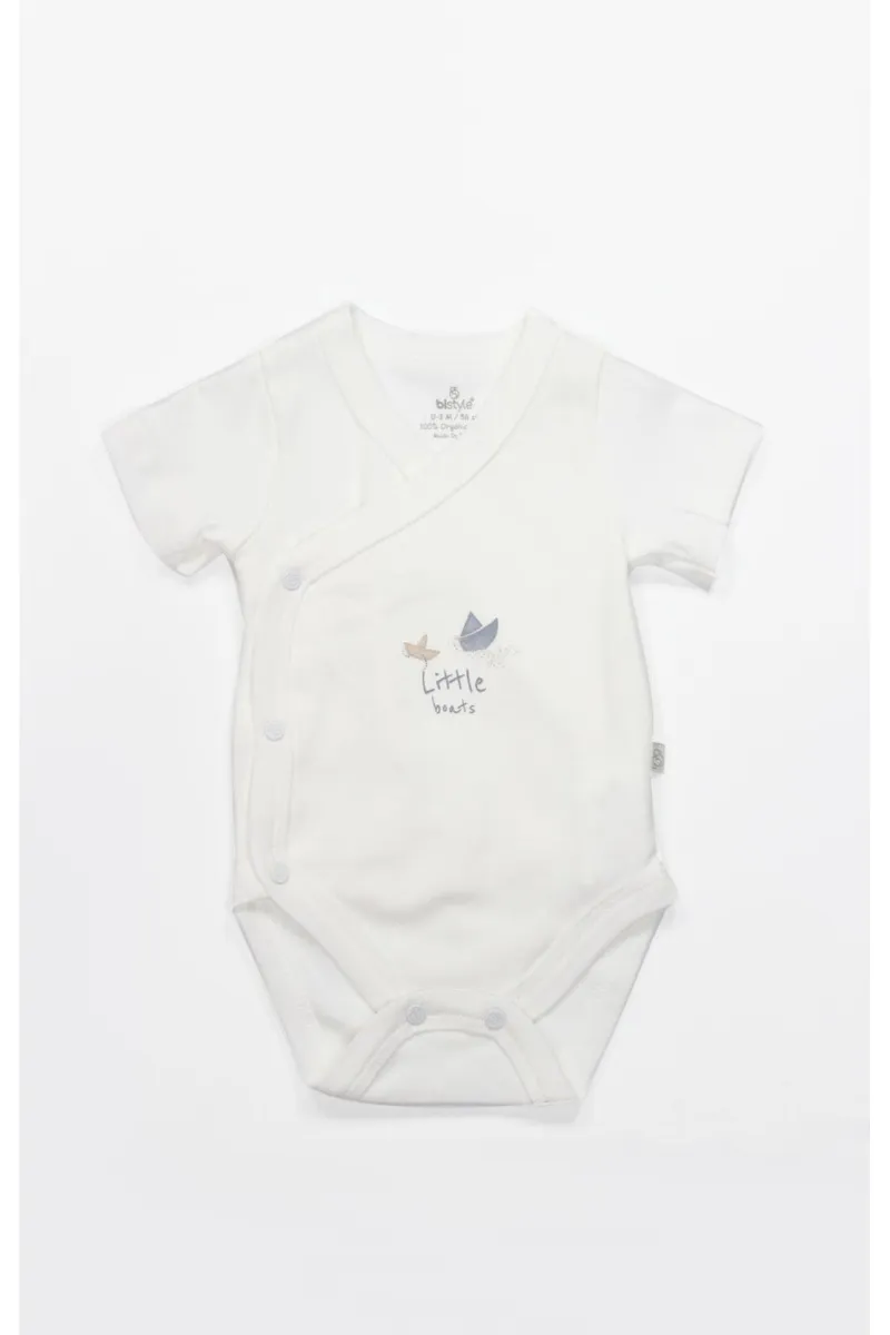 Bistyle Kruvaze Body Yarım Kol Little Boats 17152 Ekru
