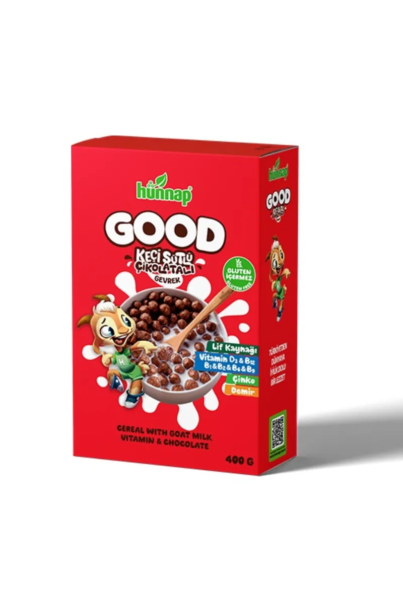 Hünnap Keçi Sütlü Çikolata ve Vitamin Tahıllı Glutensiz Gevrek 400 Gr
