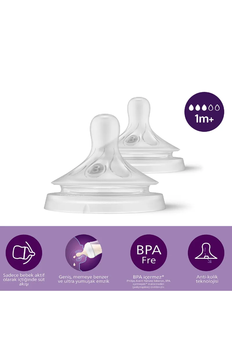 Philips Avent Doğal Tepkili Natural Response 2'Li Biberon Emziği No:3 1+ Ay