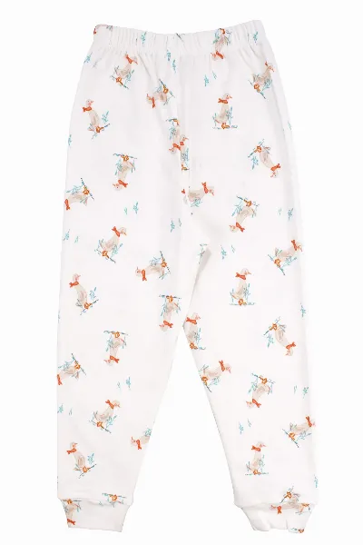 Unisex Ekru Ördek Baskılı Pijama Takımı