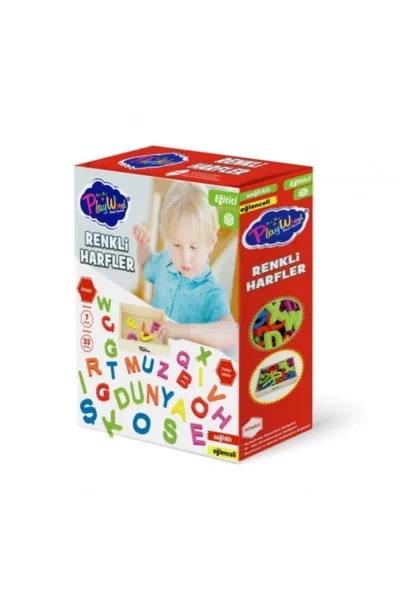 PlayWood Ahşap Kasalı Renkli Harfler 33 Parça 402