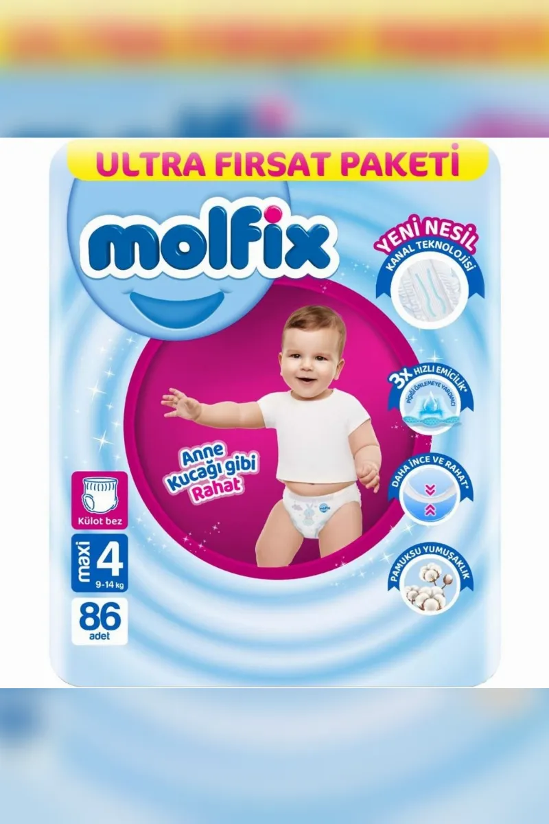 Molfix Külot Bez Ultra Fırsat Paketi 4 Beden 9-14 Kg 86 Adet