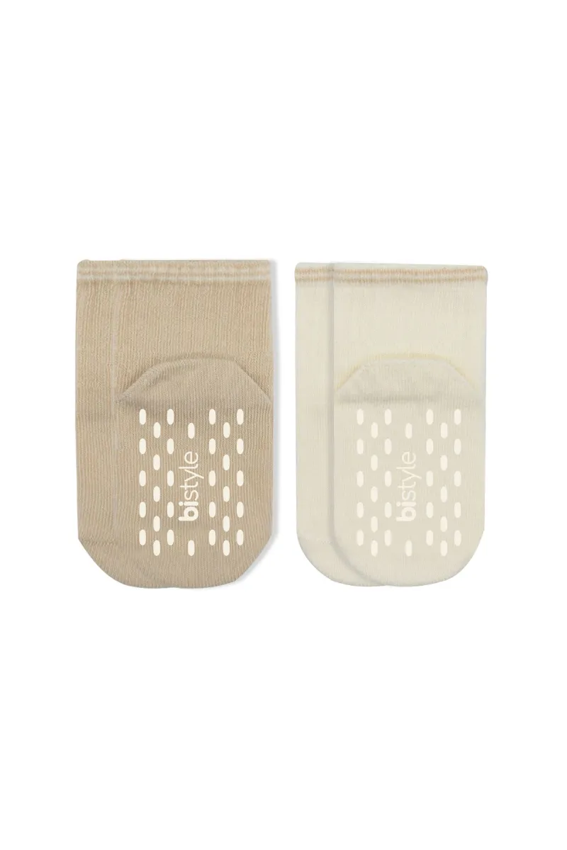 Bistyle Çemberli Basic Penye Kaymaz Soket Çorap 2li 10146 Bej