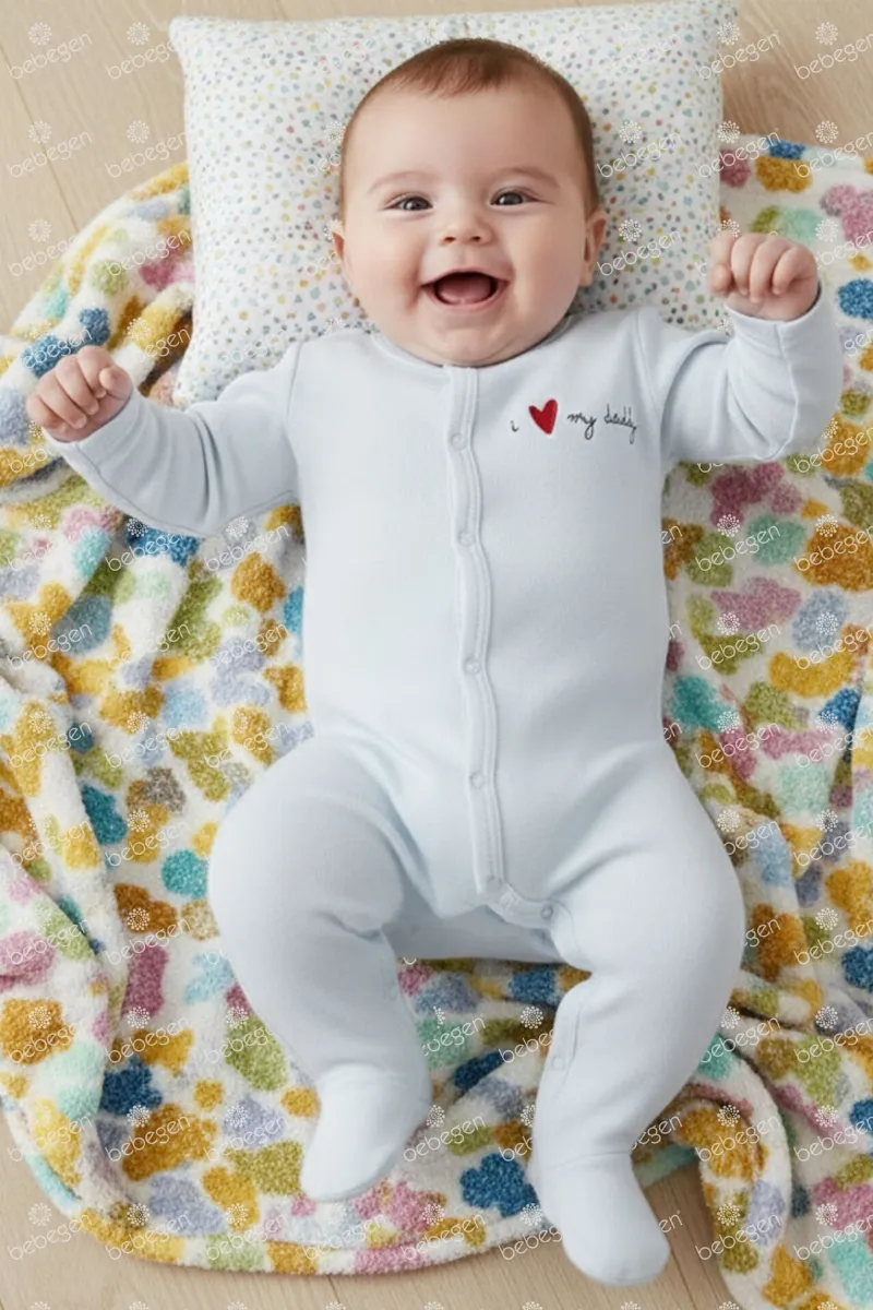 Dady Yazılı Beyaz Patikli Tulum