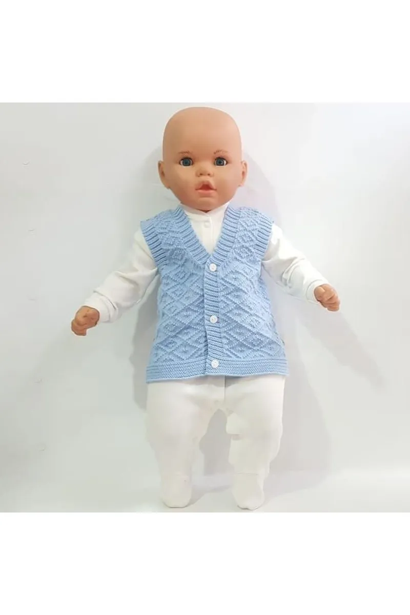 Triko Mavi Erkek Bebek Yelek