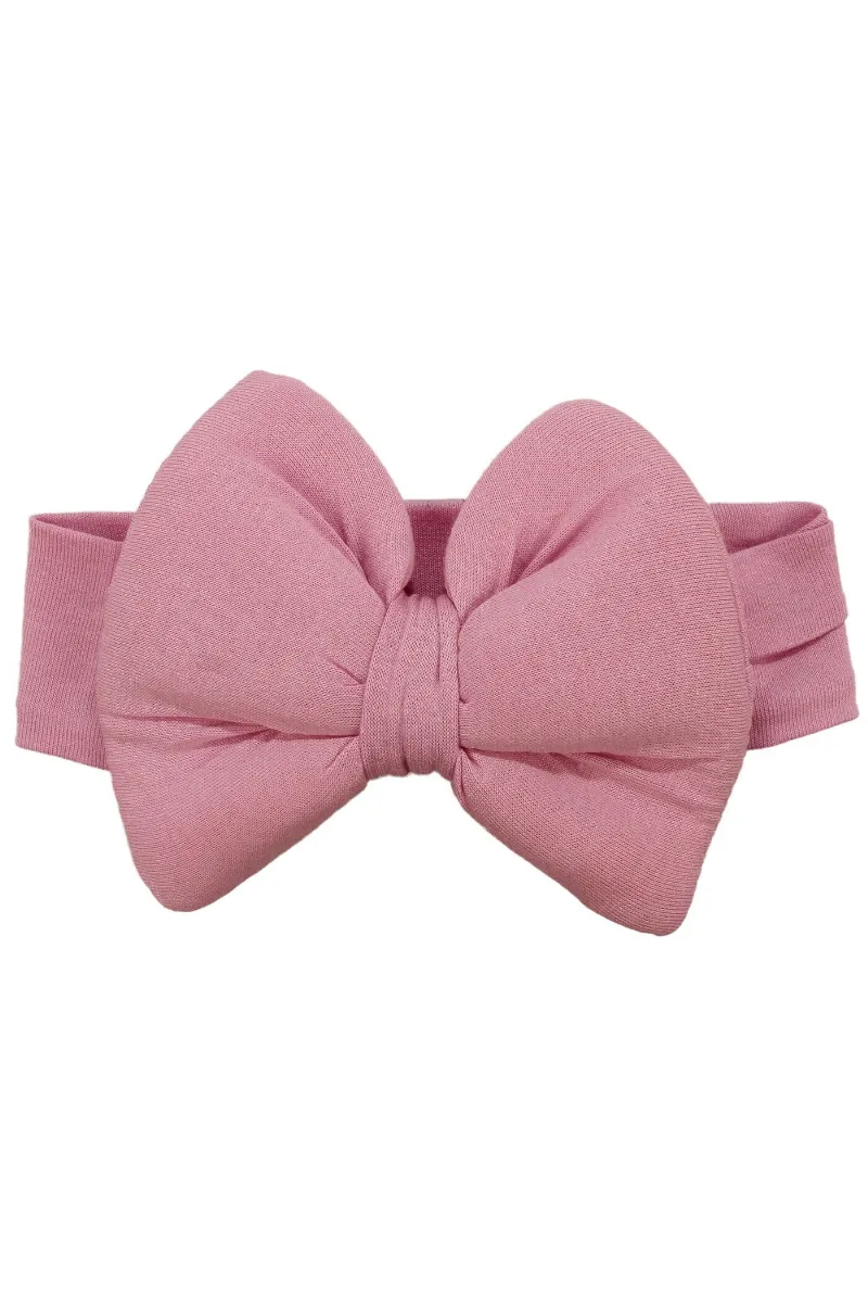 Kız Bebek Büyük Fiyonklu Pembe Bandana