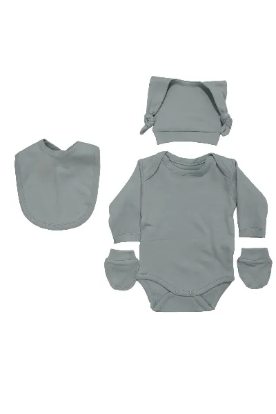 Unisex Mavi Tulumlu Battaniyeli 7 Parça Hastane Çıkış Seti