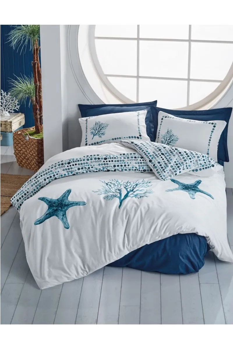 Cotton Box Maritime Nevresim Takımı Tek Kişilik Star Lacivert