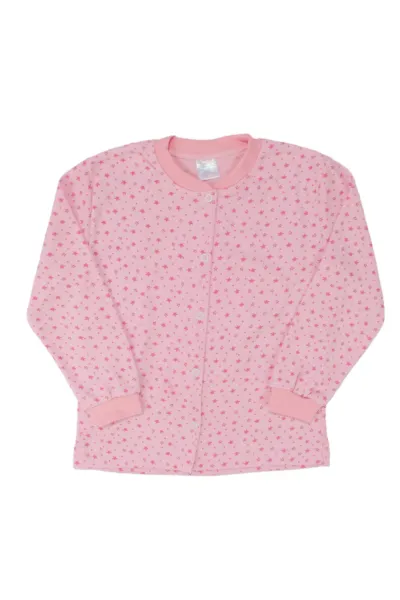 Kız Çocuk Pembe Yıldız Baskılı Çıtçıtlı Pijama Takımı