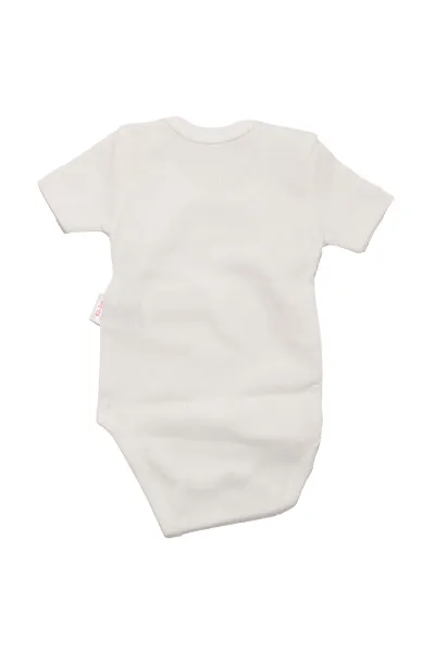 Unisex Ekru Raporlu Kısa Kol Çıtçıtlı Body Zıbın
