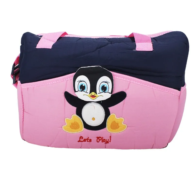 Penguen Kabartmalı Bebek Çantası Pembe