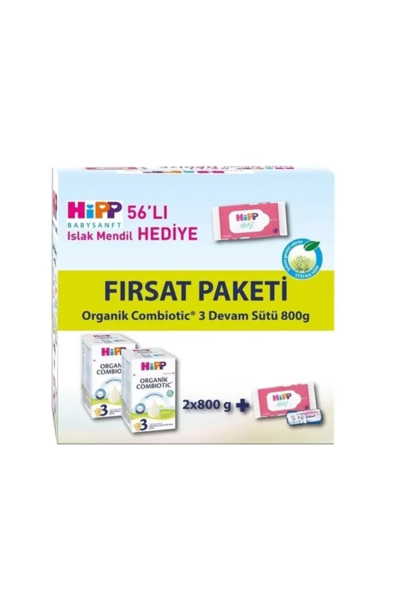 Hipp 3 Organik Combiotic Bebek Sütü 800 Gr X2 Islak Mendil Hediyeli