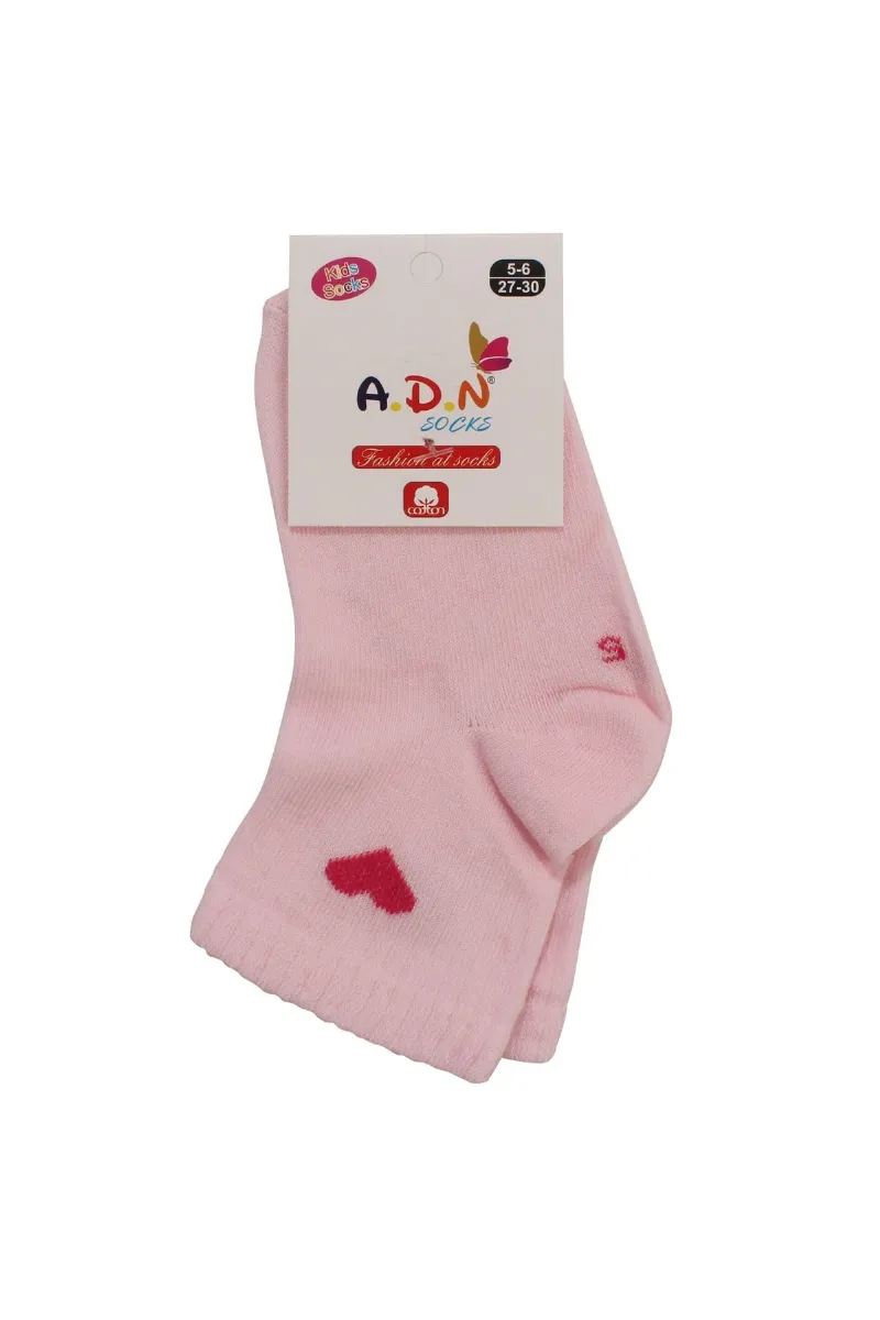 Kız Çocuk Pembe Fuşya Kalp Desenli Patik Çorap