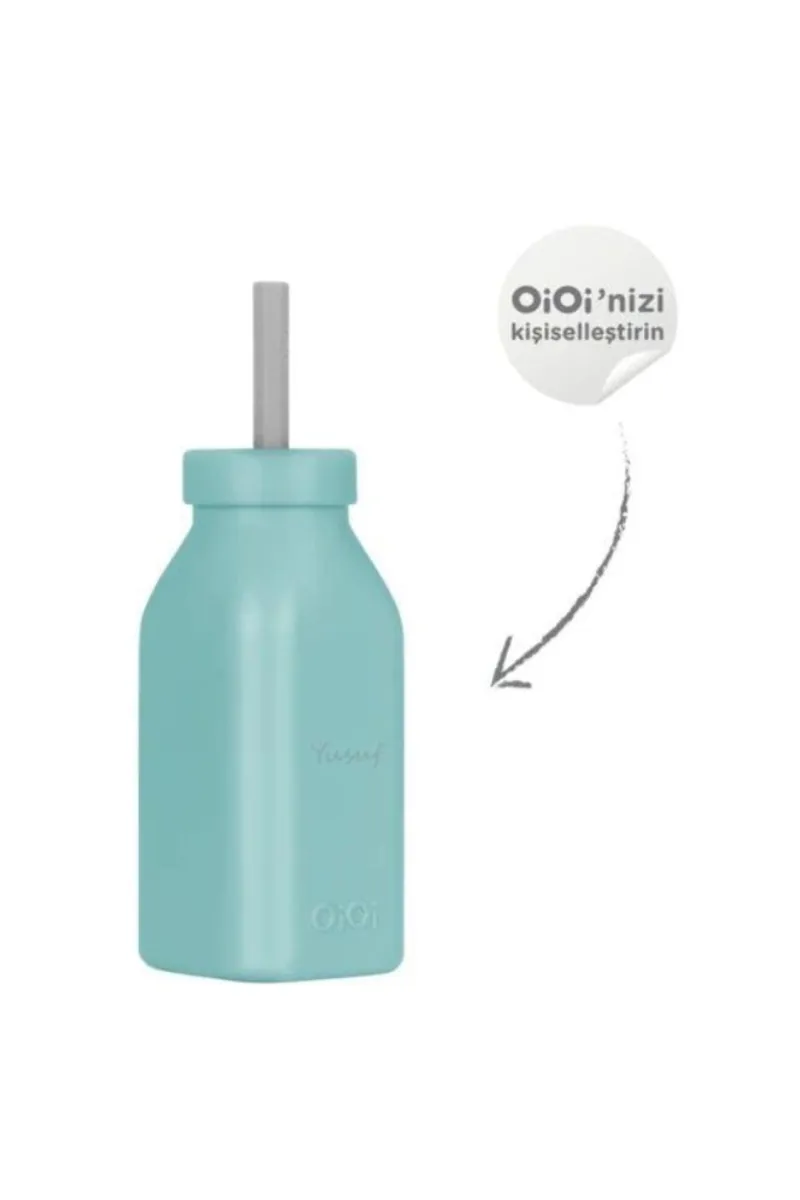 OiOi Şişe + Pipet 200 ml Aqua Green / Powder Grey