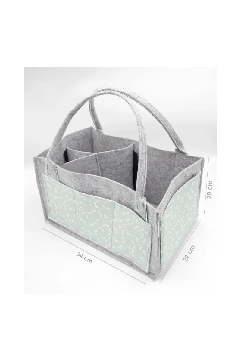 BabyJem Keçe Anne Bebek Bakım Çantası 772 Yeşil Çiçek