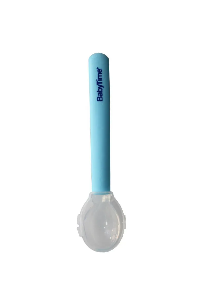 Mavi Saplı Slikon Mama Kaşığı
