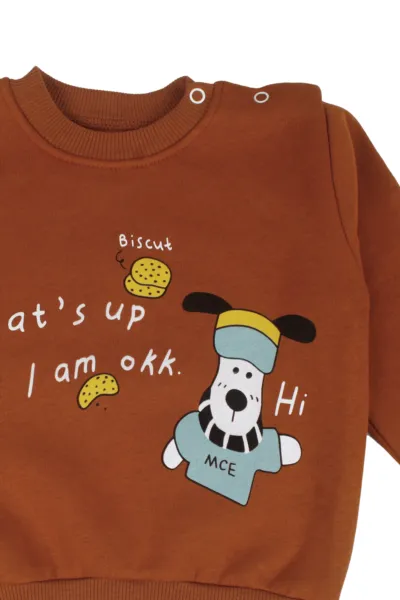 Erkek Bebek Kiremit Siyah Köpek Baskılı 2'li Takım