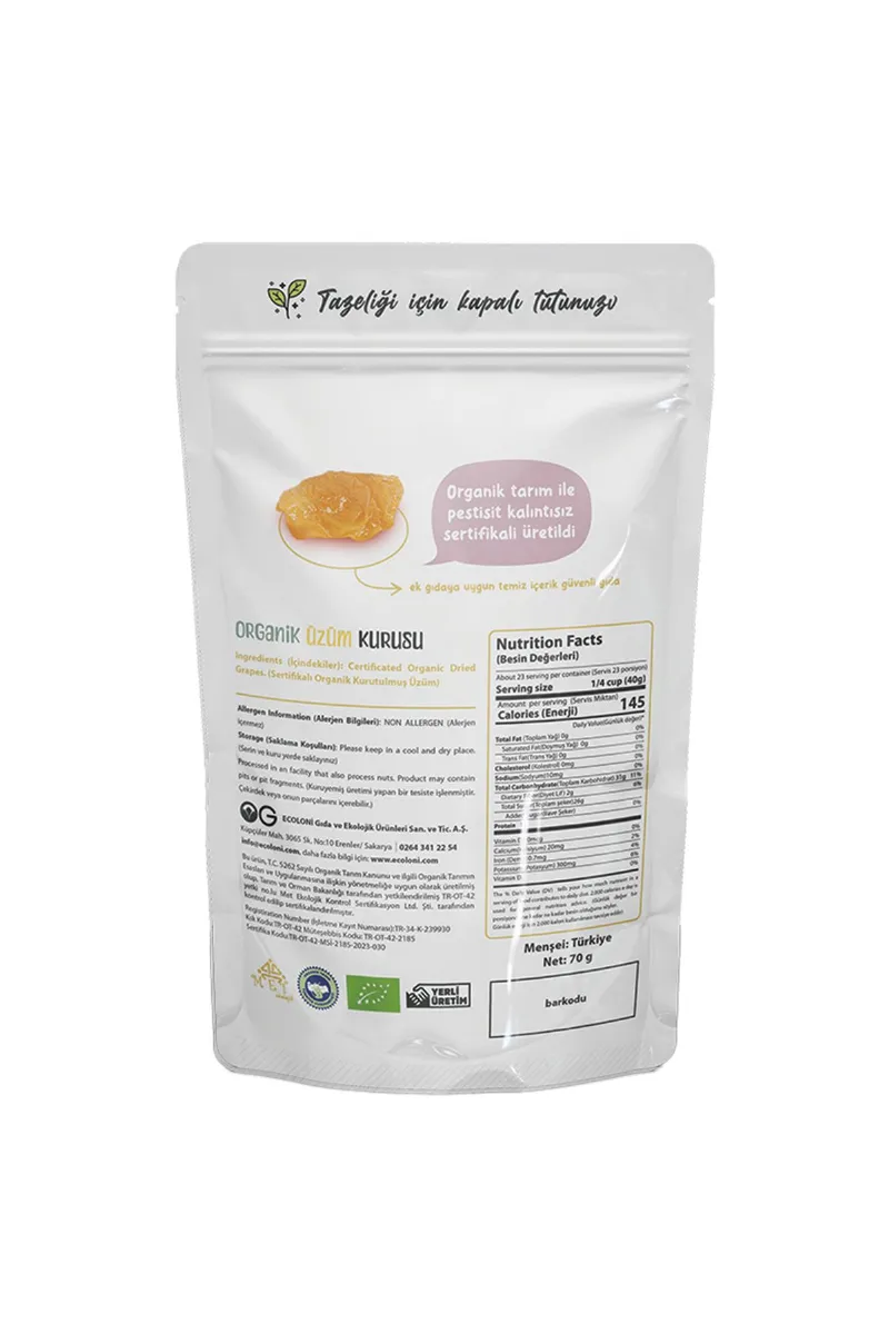 OG Natural Organik Üzüm Kurusu 70 Gr