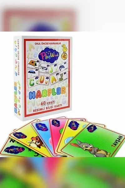 PlayWood Eğitici Resimli Bilgi Kartları Harfler 26