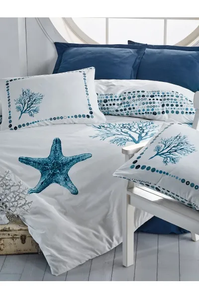 Cotton Box Maritime Nevresim Takımı Tek Kişilik Star Lacivert