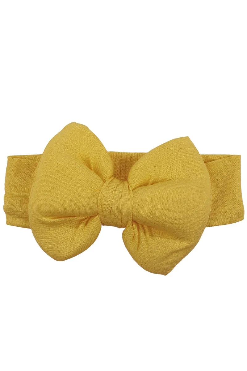 Kız Bebek Büyük Fiyonklu Sarı Bandana