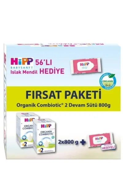 Hipp 2 Organik Combiotic Bebek Sütü 800 Gr X2 Islak Mendil Hediyeli
