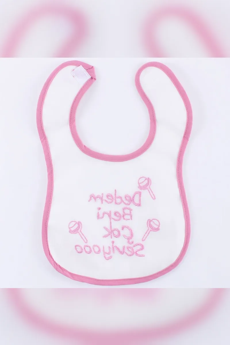 Kız Bebek Dedem Beni Çok Seviyo Yazılı Pembe Önlük