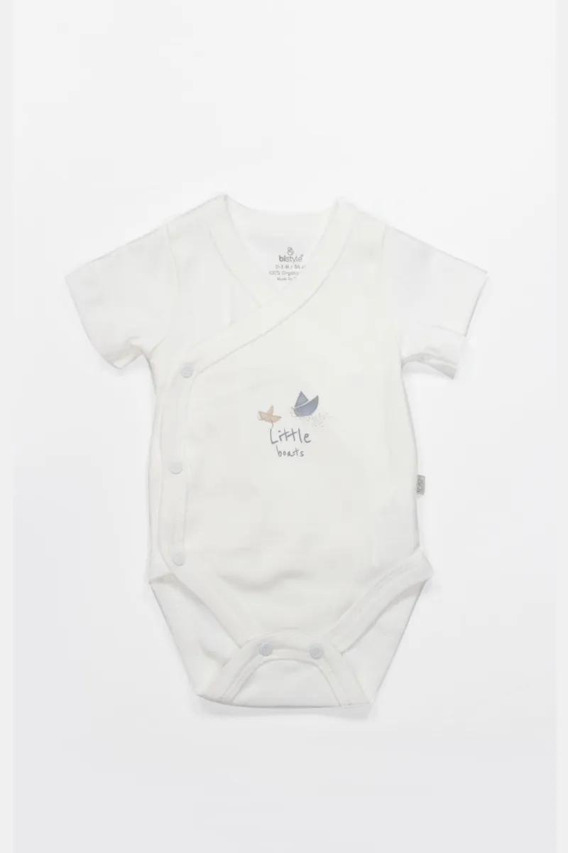 Bistyle Kruvaze Body Yarım Kol Little Boats 17152 Ekru