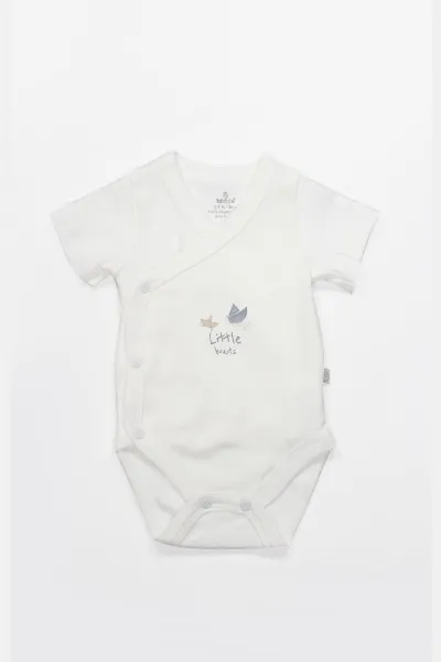 Bistyle Kruvaze Body Yarım Kol Little Boats 17152 Ekru