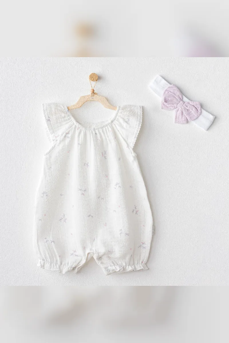 Andywawa AC25573 Magical Butterfly Müslin Bebek Tulum Takım White