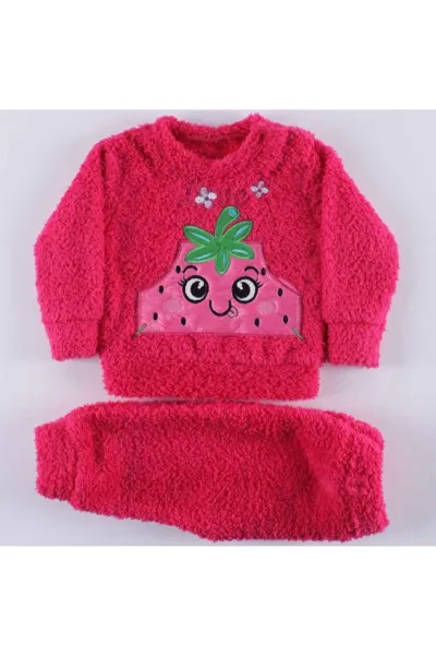 Kız Bebek Fuşya Çilekli Welsoft 2'li Peluş Takım