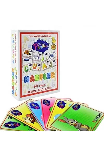 PlayWood Eğitici Resimli Bilgi Kartları Harfler 26