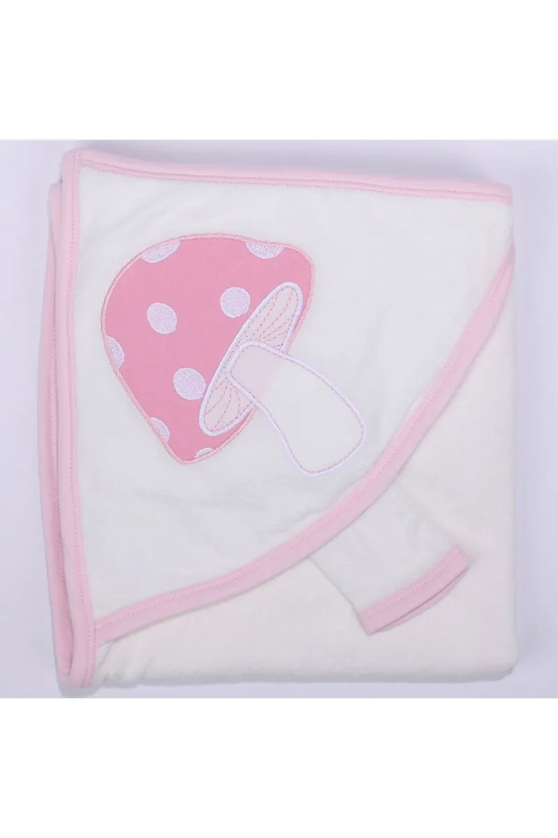 Kız Bebek Pembe Mantar Desenli Havlu Lif Set