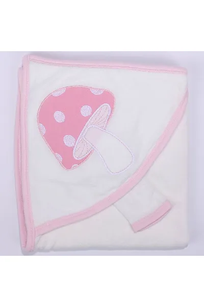 Kız Bebek Pembe Mantar Desenli Havlu Lif Set