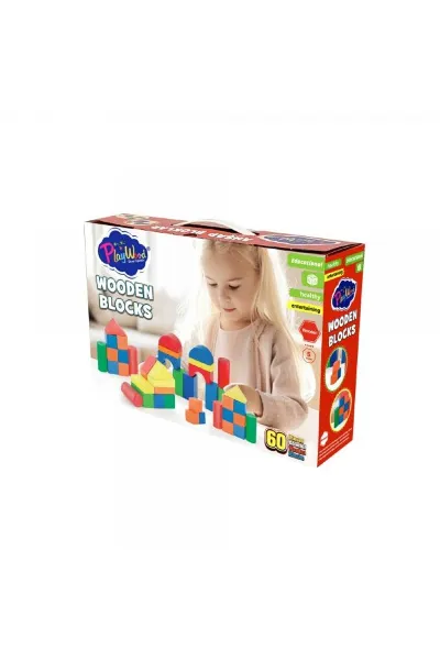 PlayWood Renkli Ahşap Bloklar 60 Parça