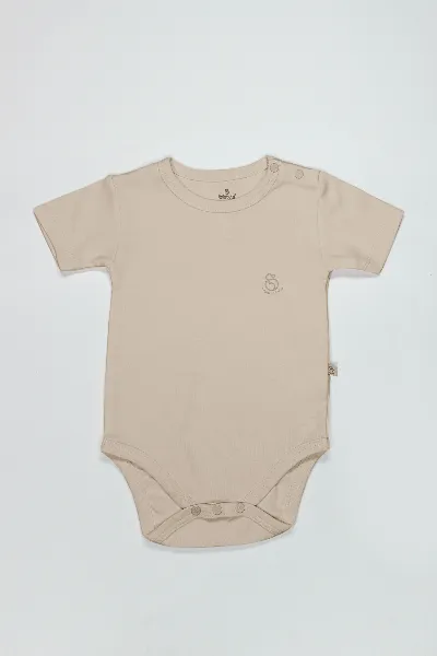 Bistyle Organik Natural Basic Style Yarım Kol Body BS17103 Bej