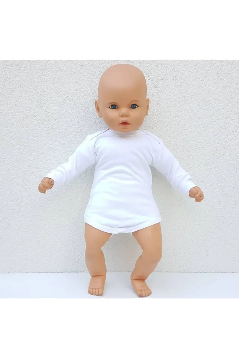 Beyaz Sade Uzun Kollu Alttan Çıt-çıtlı Badi Zıbın