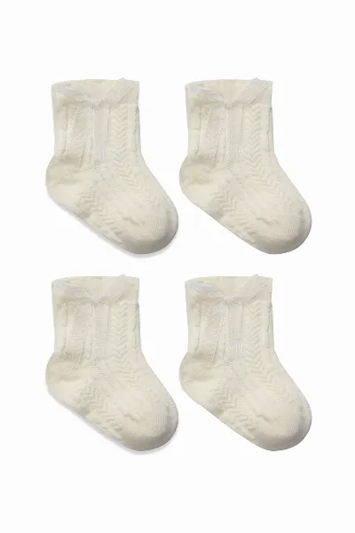 Bistyle Fiyonklu Penye Soket Çorap 2li 10150 Naturel