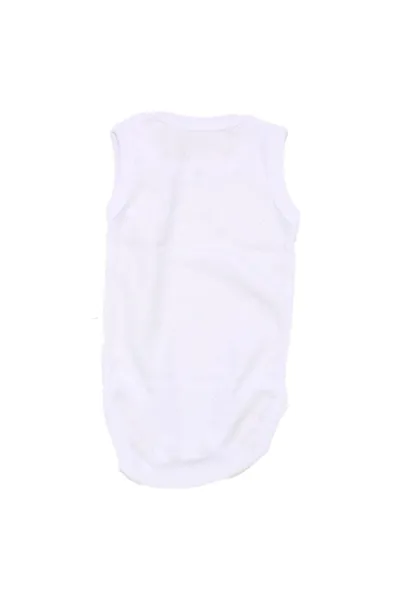 Unisex Beyaz Raporlu Kısa Kol Çıtçıtlı Body Zıbın