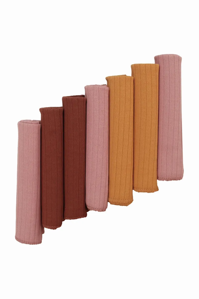 Unisex Pembe Bordo Sarı 7'li Organik Ağız Mendili
