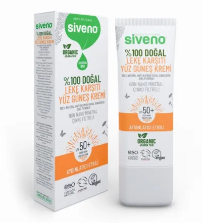 Siveno %100 Doğal Leke Karşıtı SPF 50+ Yüz Güneş Kremi
