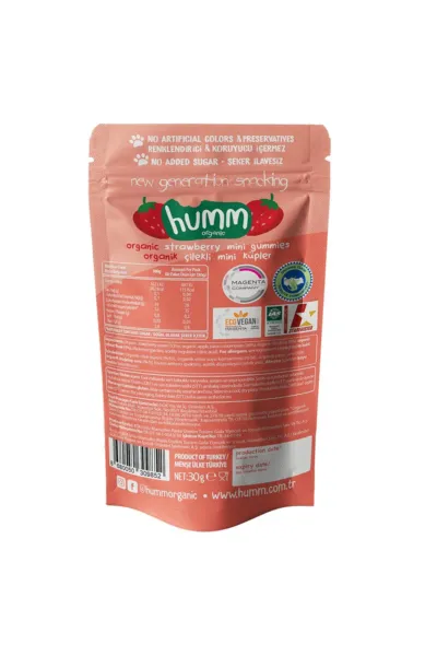Humm Organik Çilekli Glutensiz Vegan Mini Küpler 30 Gr