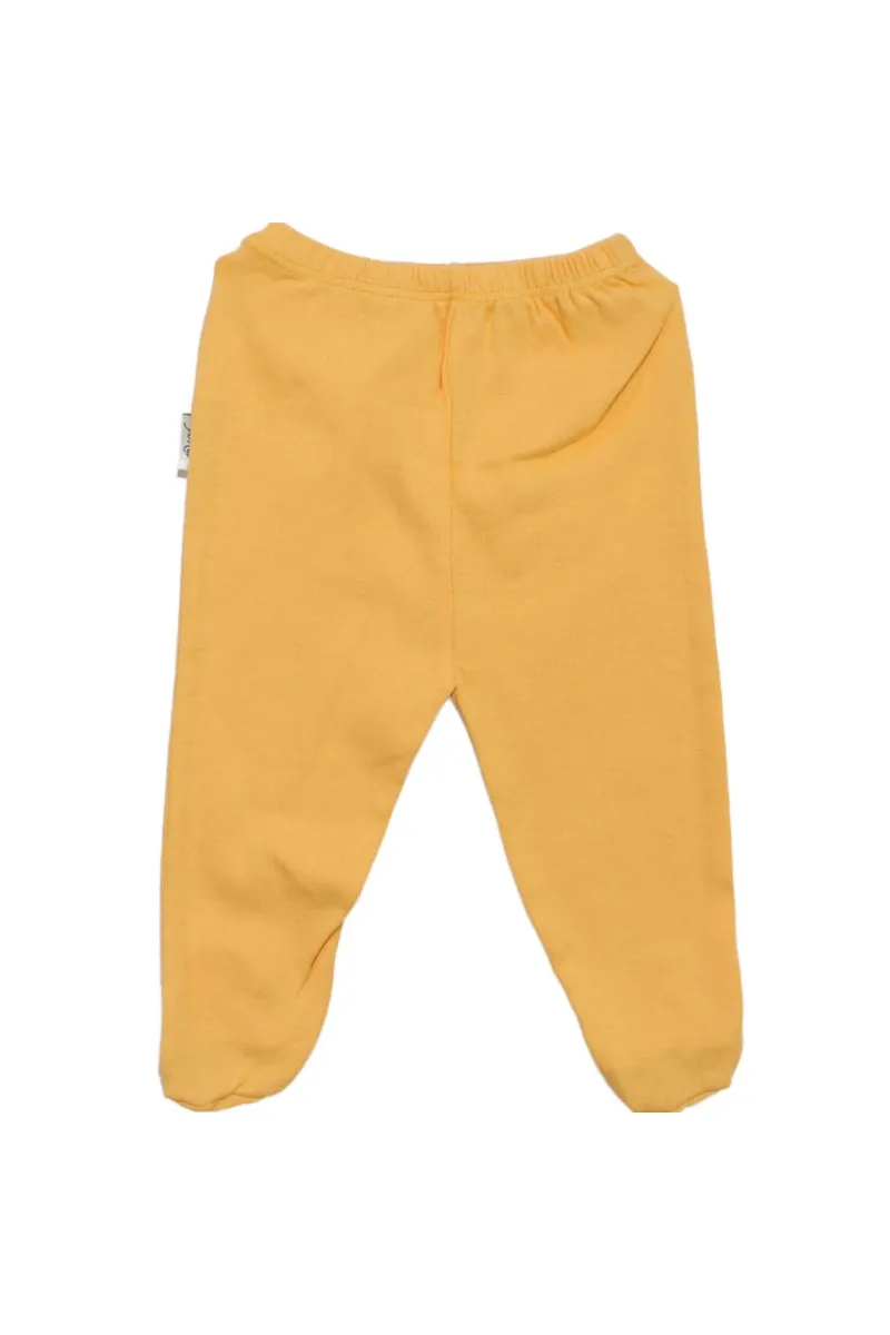 Unisex Sarı Patikli Pati Baskılı Penye Pantolon Tek Alt