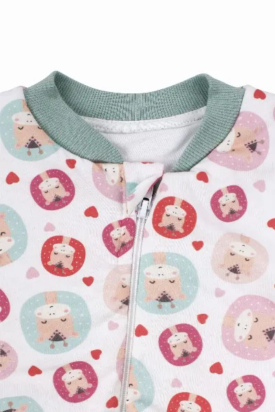 Unisex Yeşil Biyeli Zürafa Desenli Uyku Tulumu