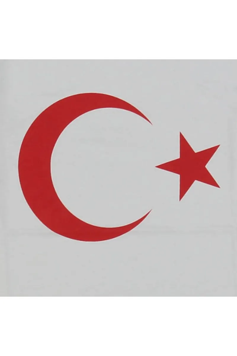 Beyaz Kırmızı Ay Yıldız Kısa Kollu Bayrak Tişört