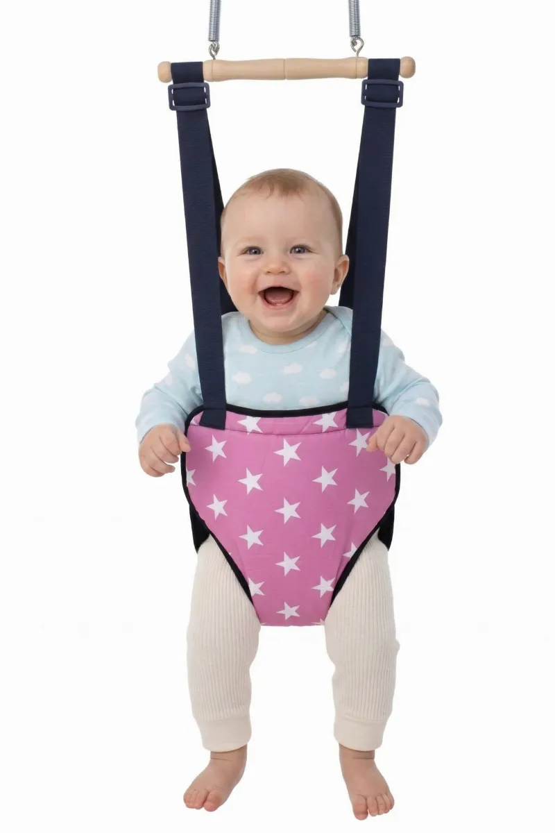Unisex Pembe Yıldız Desenli Hoppala Salıncak