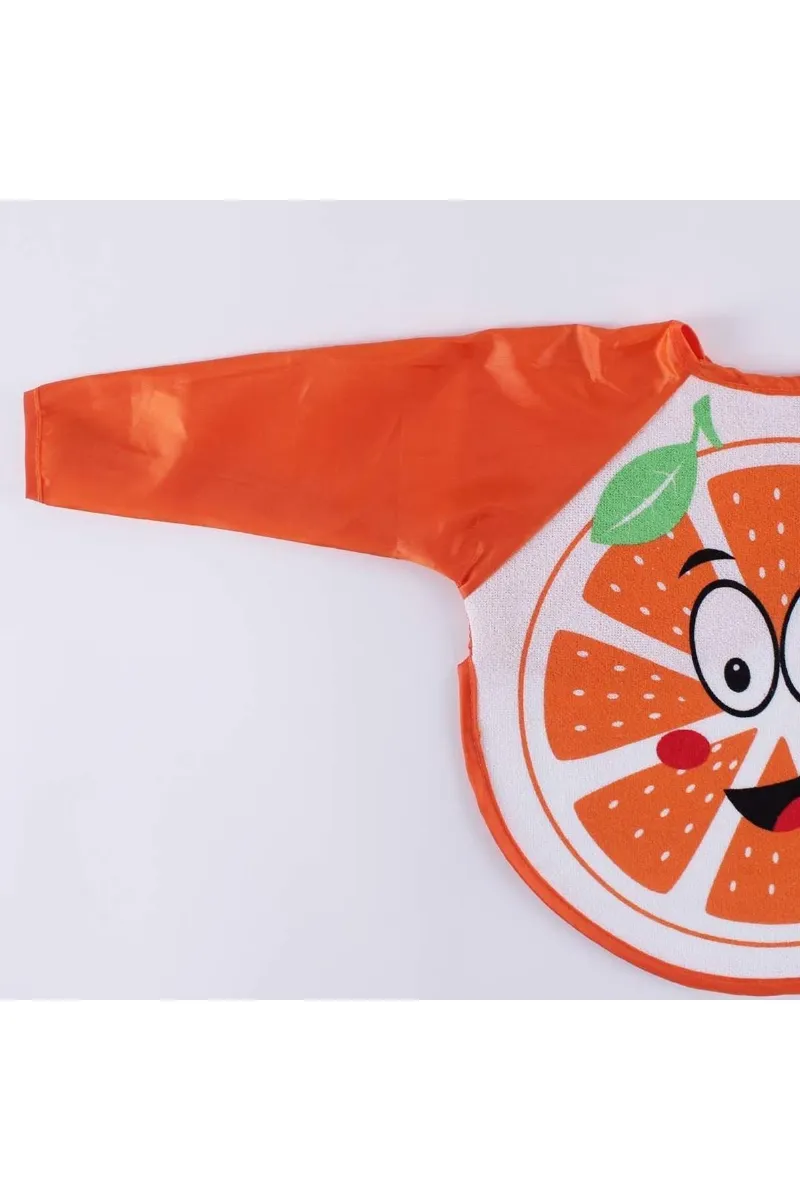 Turuncu Portakal Desenli Uzun Kollu Önlük