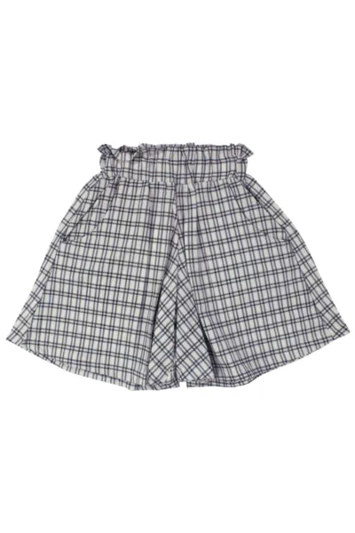 Unisex Ekru Siyah Ekoseli Gömlekli Şortlu 3'lü Takım